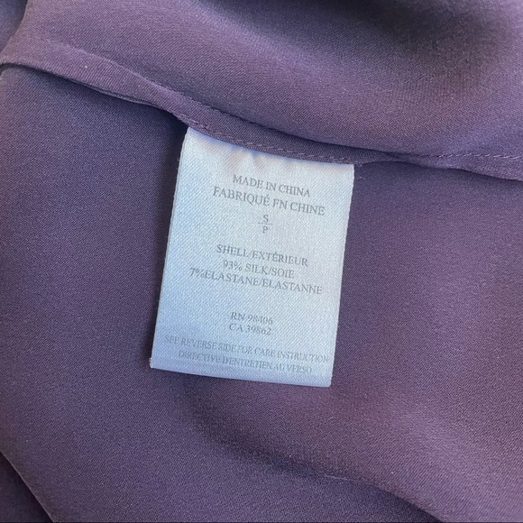 Theory Purple Silk Sleeveless Ruffle Keyhole Front Junio Blouse EUC Size Small - Picture 7 of 9